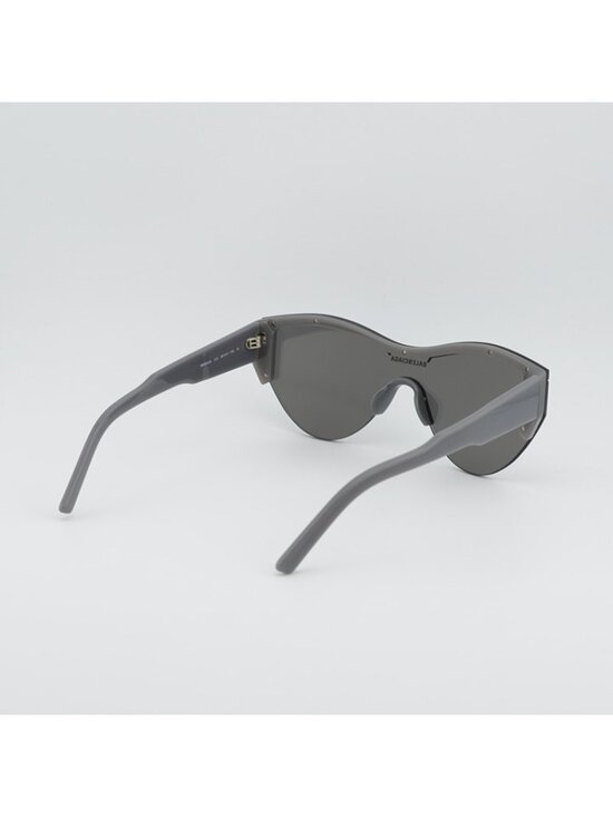 Balenciaga BB0004S 012 Semi Rim Sunglasses Grey Shield Frame, Silver Lenses main image 7